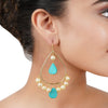 Gold Plated Bala Turquoise Pearl Hoop Earrings