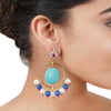 Gold Plated Bala Tuquoise Lapiz Hoop Earrings
