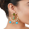 Gold Plated Kundan Turquoise Chandeliar Earrings