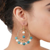 Gold Plated Bala Turquoise Pearl Hoop Earrings