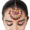 Gold Plated Red Kundan Bird Tika