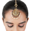 Gold Plated Kundan Blue enamel Tika
