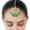 Gold Plated Kundan Green Onyx Tikka