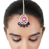Gold Plated Pink Enamel Lotus Kundan Tika