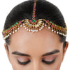 Gold Plated Kundan Red Green Maatapati