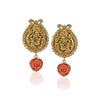 Gold Plated Poorak Ganapati Carved Coral Necklace Set