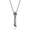 Silver Plated Poorak Zircon Blue Tassel Necklace Set