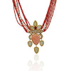 Gold Plated Poorak Coral Citrine Kundan Necklace Set