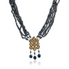 Gold Plated Poorak Kundan Blue Necklace Set