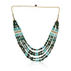 Gold Plated Poorak Kundan Haram Green Blue Necklace Set