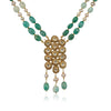 Gold Plated Poorak Kundan Green Onyx Necklace Set