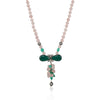 Silver Plated Poorak Zircon Green Onyx Necklace Set