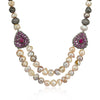 Silver Plated Poorak Victorian Ruby Baroque  Necklace Set