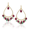 Gold Plated Bala Tourmaline & Green Onyx Hoop Earrings