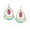 Gold Plated Bala Tourmaline & Fluorite Hoop Earrings
