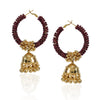Gold Plated Garnet Hoop Earrings
