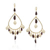 Gold Plated Garnet Pearl Hoop Earrings