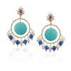 Gold Plated Bala Tuquoise Lapiz Hoop Earrings