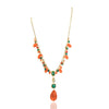 Gold Plated Ratnahaar Carved Coral Kundan Necklace