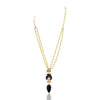 Gold Plated Ratnahaar Kundan Black Onyx Carved Leaf Necklace