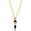 Gold Plated Ratnahaar Kundan Black Onyx Carved Leaf Necklace