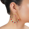 Gold Plated Balan Fluorite & Jade Hoops