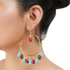 Gold Plated Balan Turquoise Ruby Jade Hoops