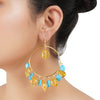 Gold Plated Balan Citrine Turquoise Hoops