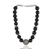 Silver Plated Dor  Zircon Black Onyx Necklace Set