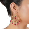 Gold Plated Balan Ruby Jade Coral Hoops