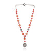 Silver Plated Dor Coral Zircon Necklace Set