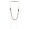 Silver Plated Dor Rose Quartz Zircon Necklace Set