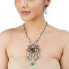 Silver Plated Barsaat Victorian Green Tourmaline Ruby Set