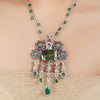 Silver Plated Barsaat Victorian Green Tourmaline Ruby Set