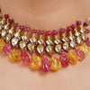 Gold Plated Barsaat Kundan Tourmaline Citrine Choker Set