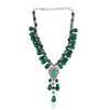 Silver Plated Manihaar Zircon Lapiz Green Onyx Necklace Set