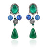 Silver Plated Manihaar Zircon Lapiz Green Onyx Necklace Set