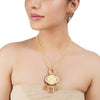 Gold Plated Barsaat White  Carved Rose Coral Zircon Necklace Set