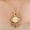 Gold Plated Barsaat White  Carved Rose Coral Zircon Necklace Set