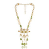 Gold Plated Manihaar White Carved Coral Peridot Necklace Set
