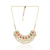 Gold Plated Vivaah Red Green Kundam Necklace Set