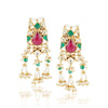Gold Plated Vivaah Red Green Kundam Necklace Set