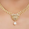 Gold Plated Barsaat Zircon Pearl Necklace Set