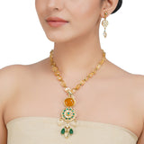 ANMOL KUNDAN FLOWER PENDANT NECKLACE SET