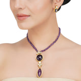 ANMOL OVAL KUNDAN AMETHYST PENDENT SET