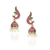 Gold Plated Red Kundan Gutapasalu Peacock Necklace Set