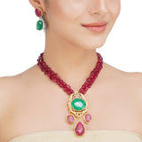 ANMOL ZIRCON  FLOWER  PENDANT NECKLACE SET