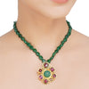 ANMOL KUNDAN RED FLOWER PENDANT