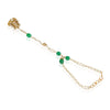 Gold Plated Vivaah Green Kundan Haathphool Pair