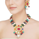 ANMOL KUNDAN MULTI COLOUR PENDANT SET